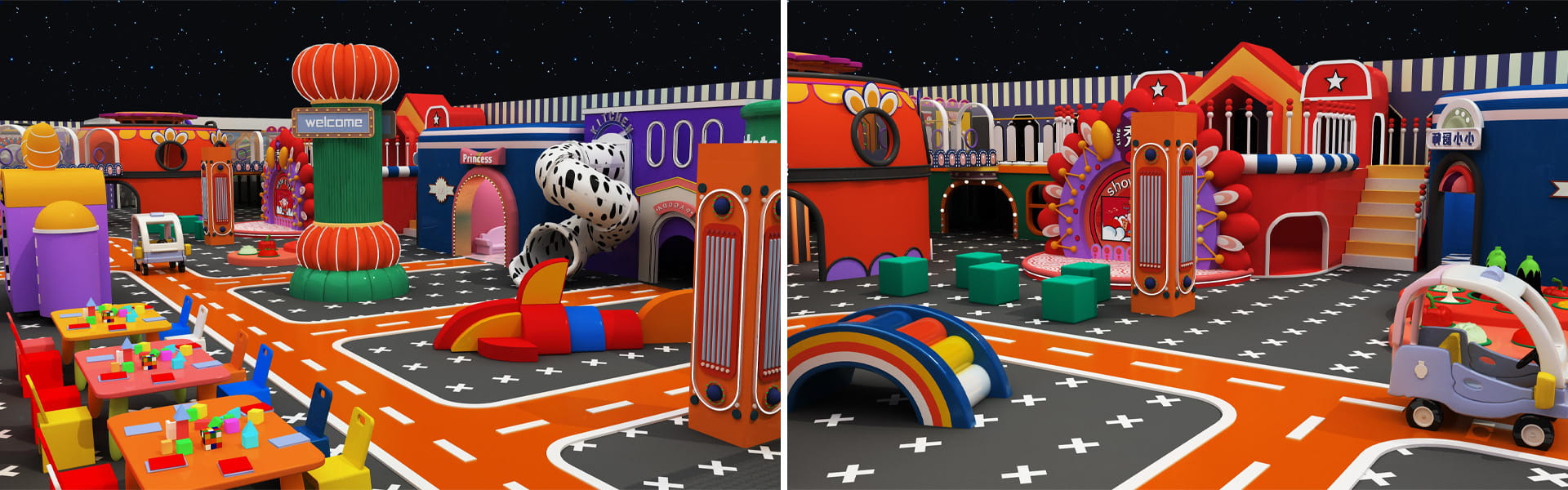 Role-playing & Puzzle Game Area 3D Rendering Of 600sqm Custom Indoor Playground Project In China Shopping Mall