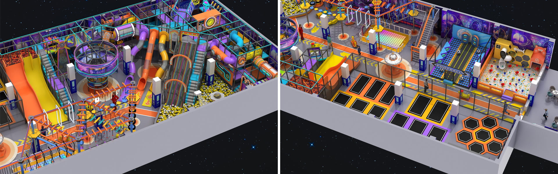 Commercial indoor playground trampoline zone and interactive football amusement game area, customized soft play equipment for Malaysia client