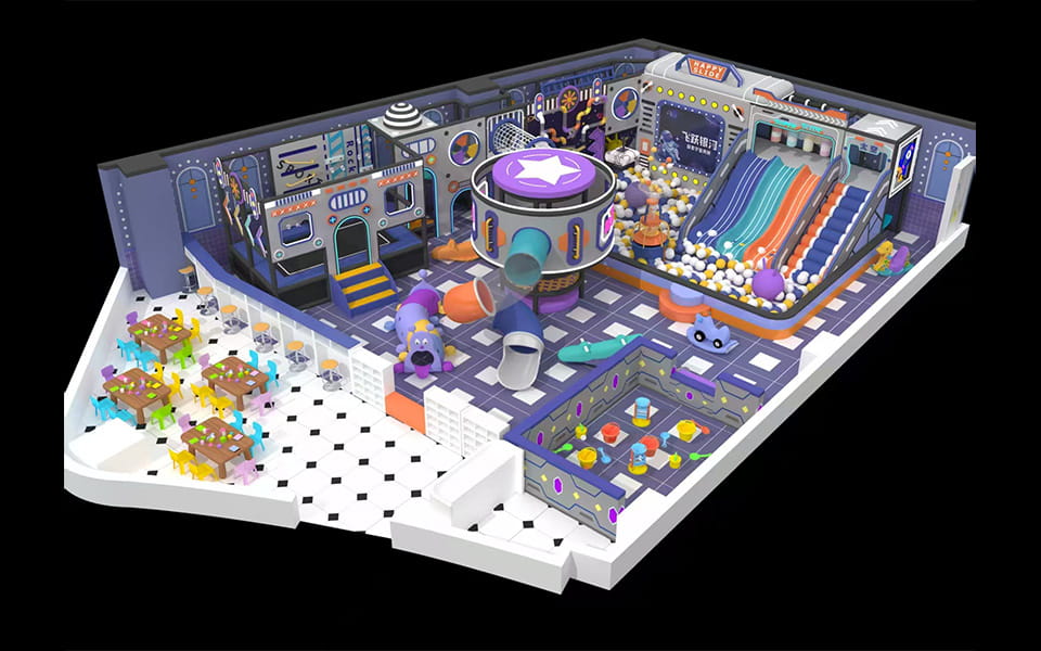 600sqm Custom Space-Themed Indoor Amusement Park Project for Singapore Client, 3D Design Rendering
