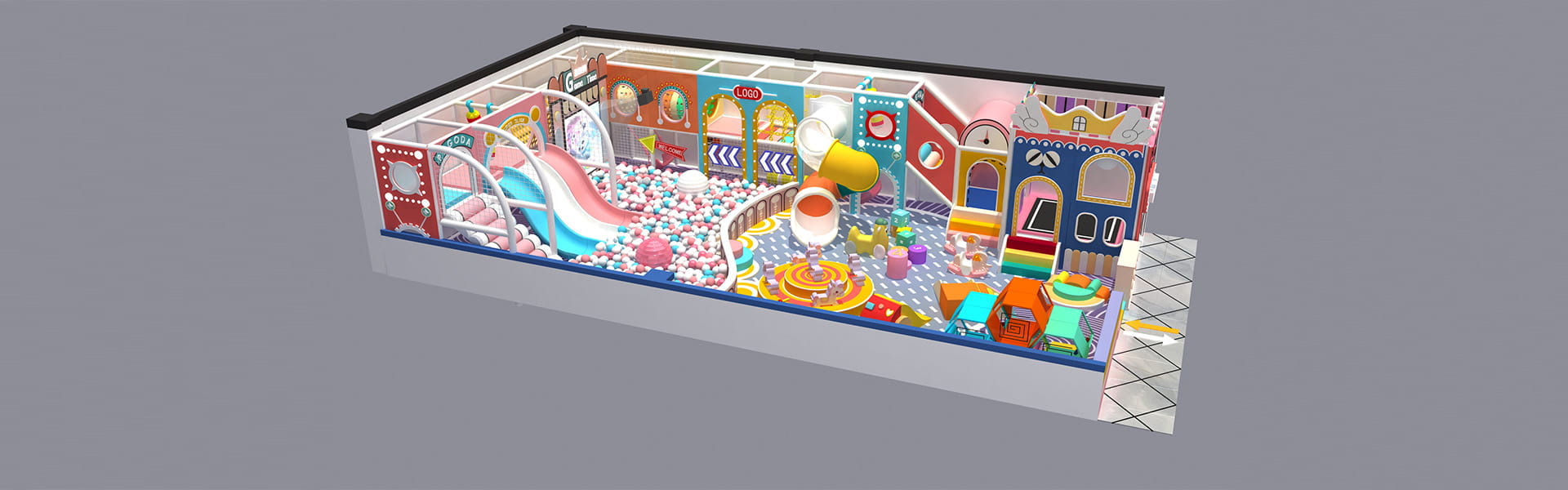 Indoor Playground Hall Overview 3D Rendering Of 100sqm Custom Private House Project In Tanzania