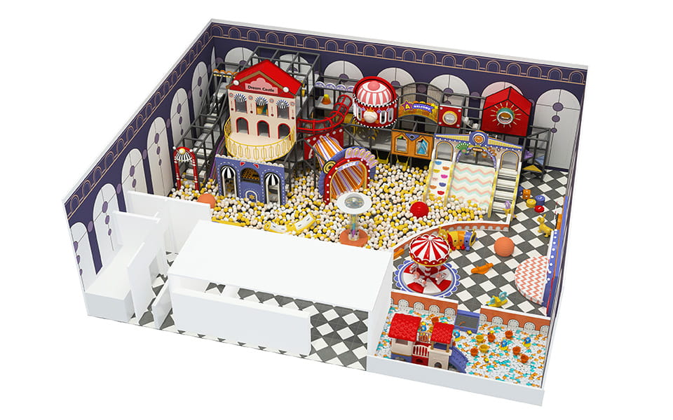 1200sqm Custom Fairytale Castle Themed Indoor Playground Project for USA Client, 3D Design Rendering