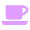 Icon representing a food and beverage area in an indoor playground offering snacks drinks and desserts