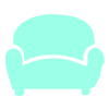 Icon representing a parent service and relaxation area in an indoor playground with seating and family-friendly facilities