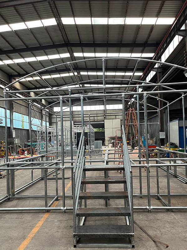 Indoor playground steel frame welding and polishing process, ensuring structural stability and long-term durability for commercial play equipment