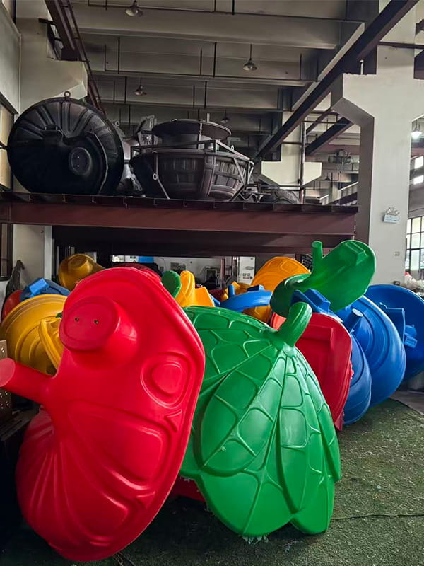 High-quality plastic components production for indoor playgrounds, including slides, tunnels and decorative panels designed for frequent use
